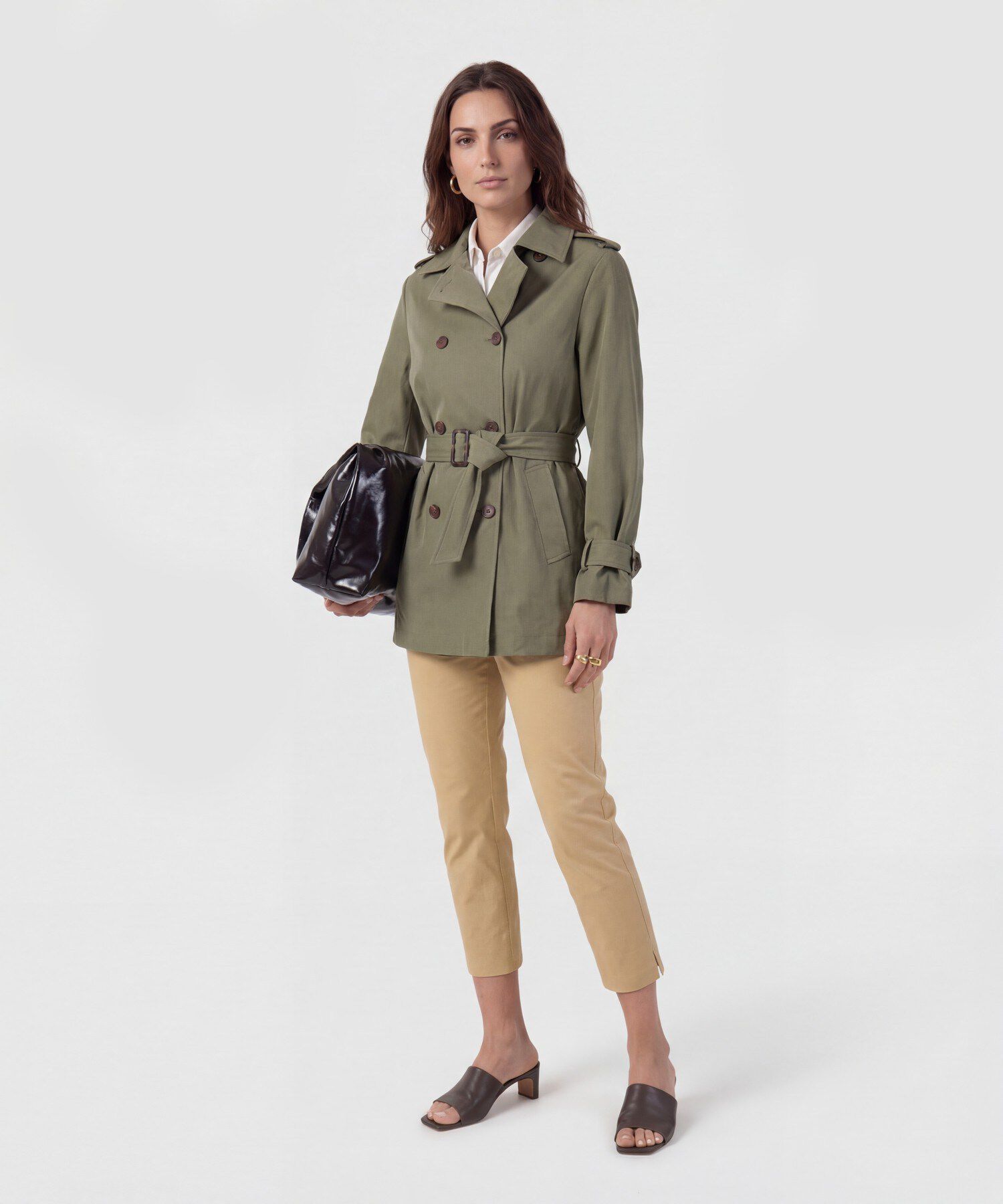Camisa Resort Unicolor Con Bolsillos Mujer