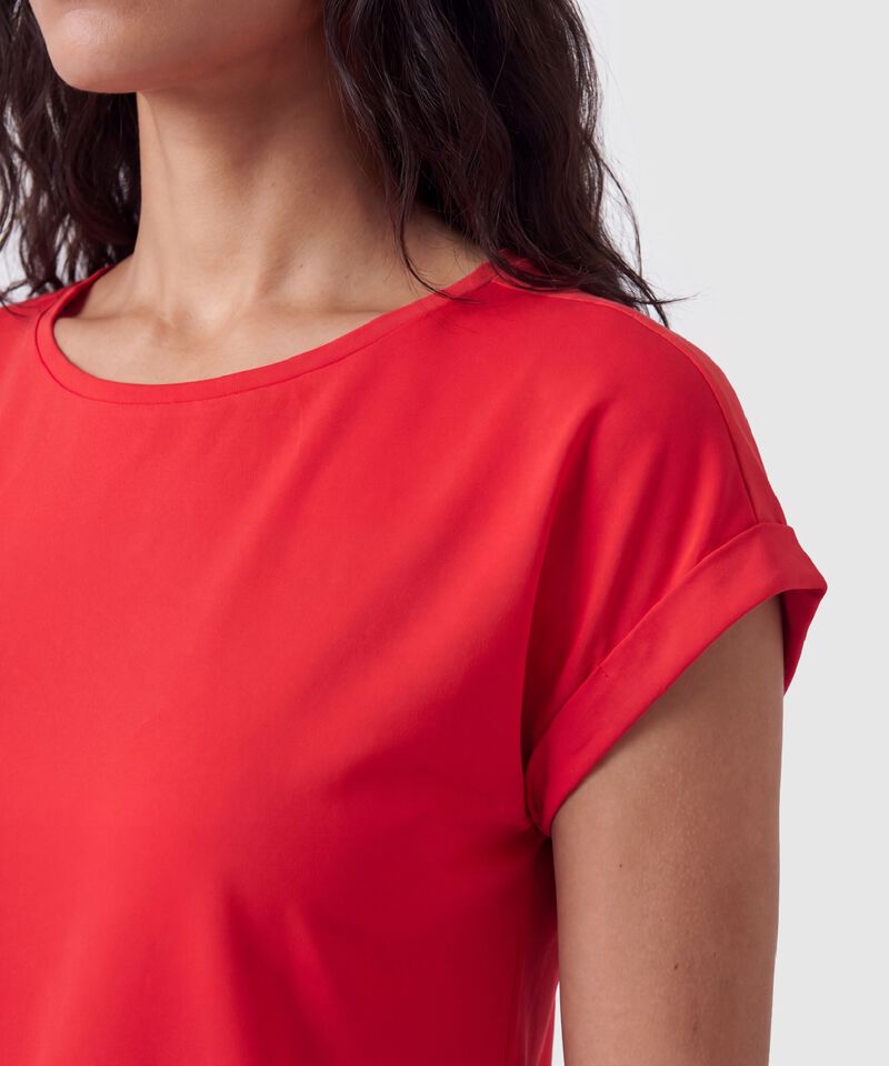 Camiseta Manga Corta Con Dobladillo Mujer