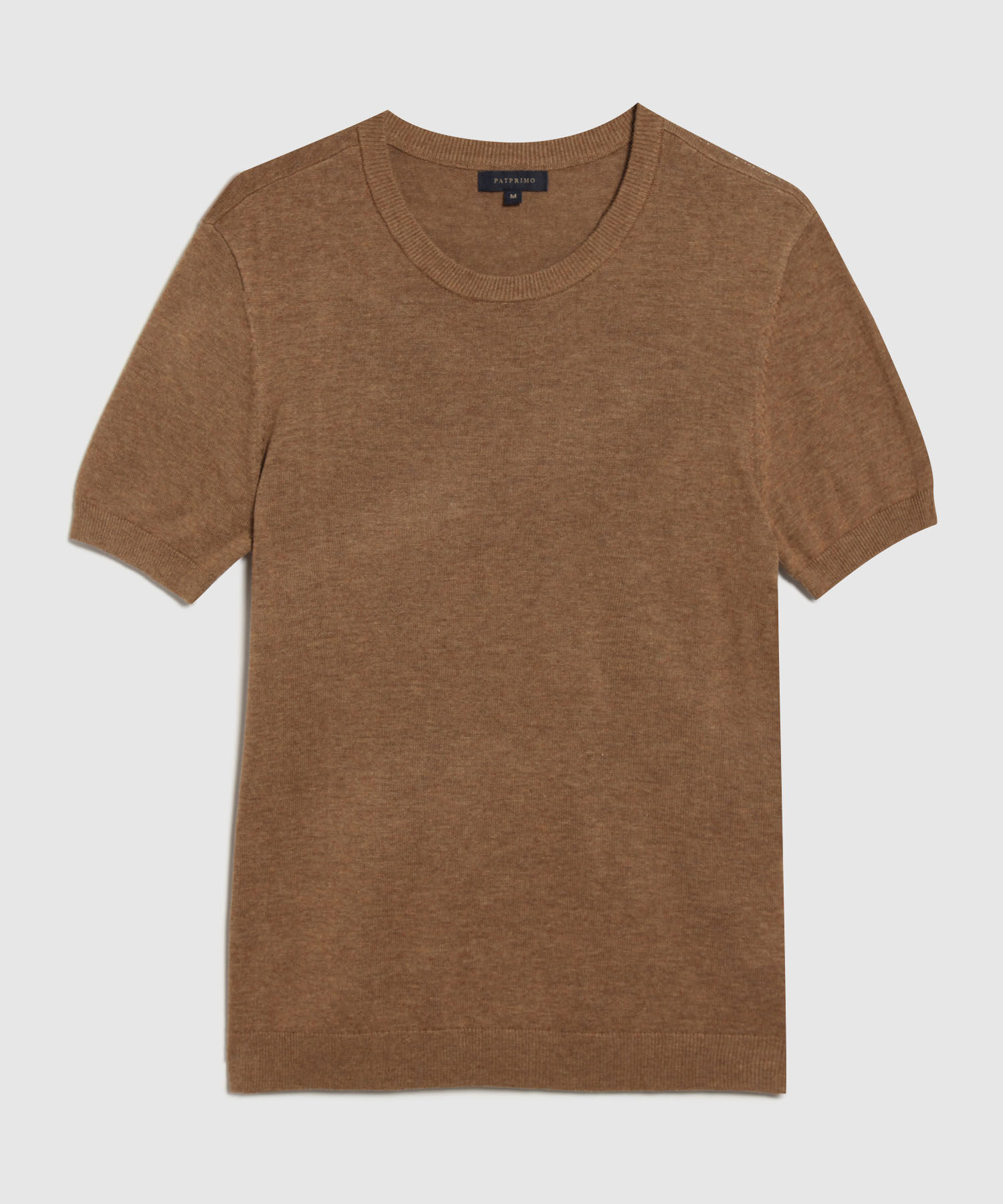 Camiseta Manga Corta Escote Redondo Unicolor Tejida