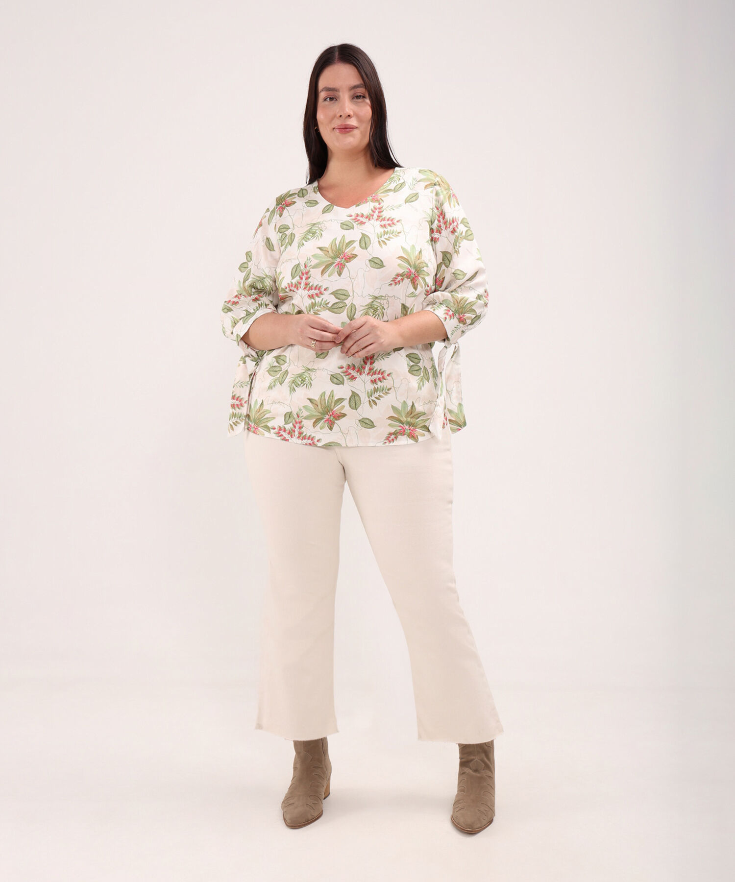 Blusa Estampada Manga 3/4