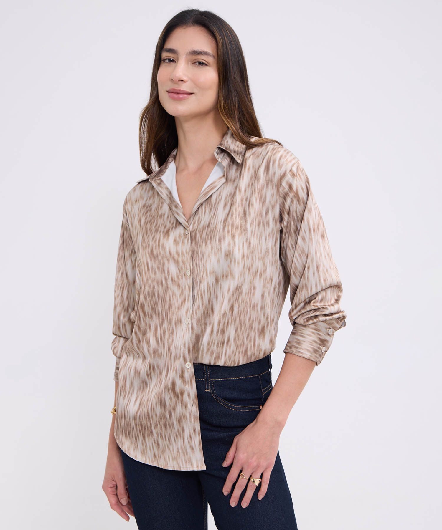 Camisa manga larga estampada para mujer