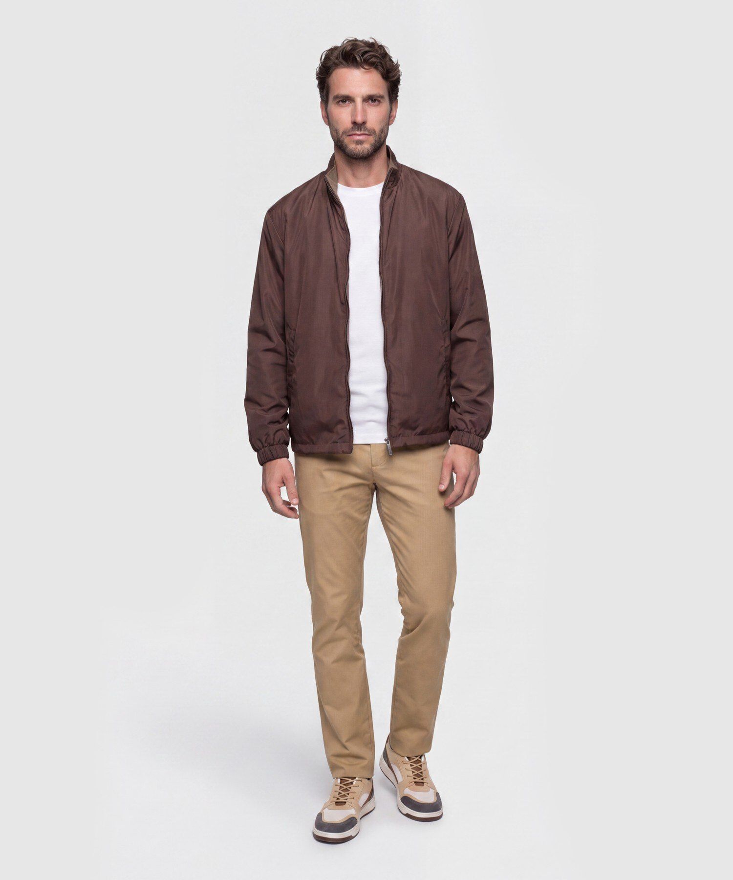 Chaqueta Doble Faz con Cuello Alto Hombre