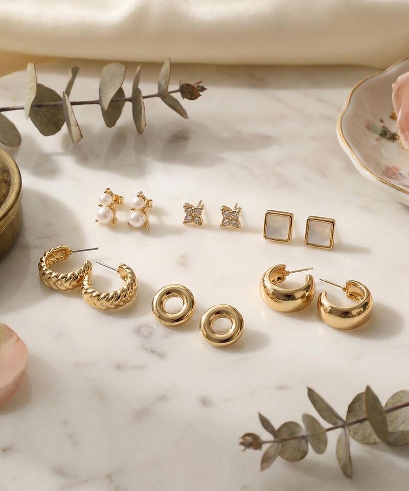 Set X6 Aretes Y Candongas Mujer