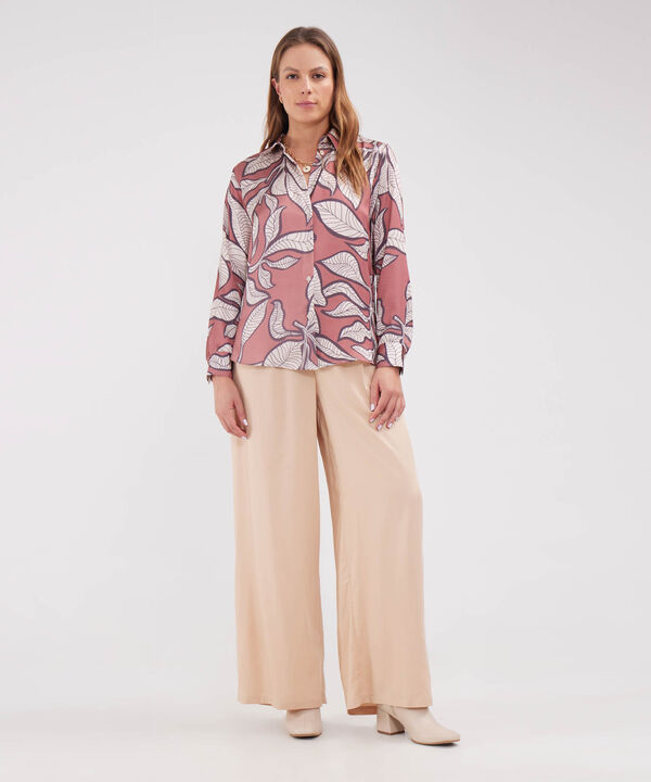 Camisa Estampada En Satin Manga Larga image number null