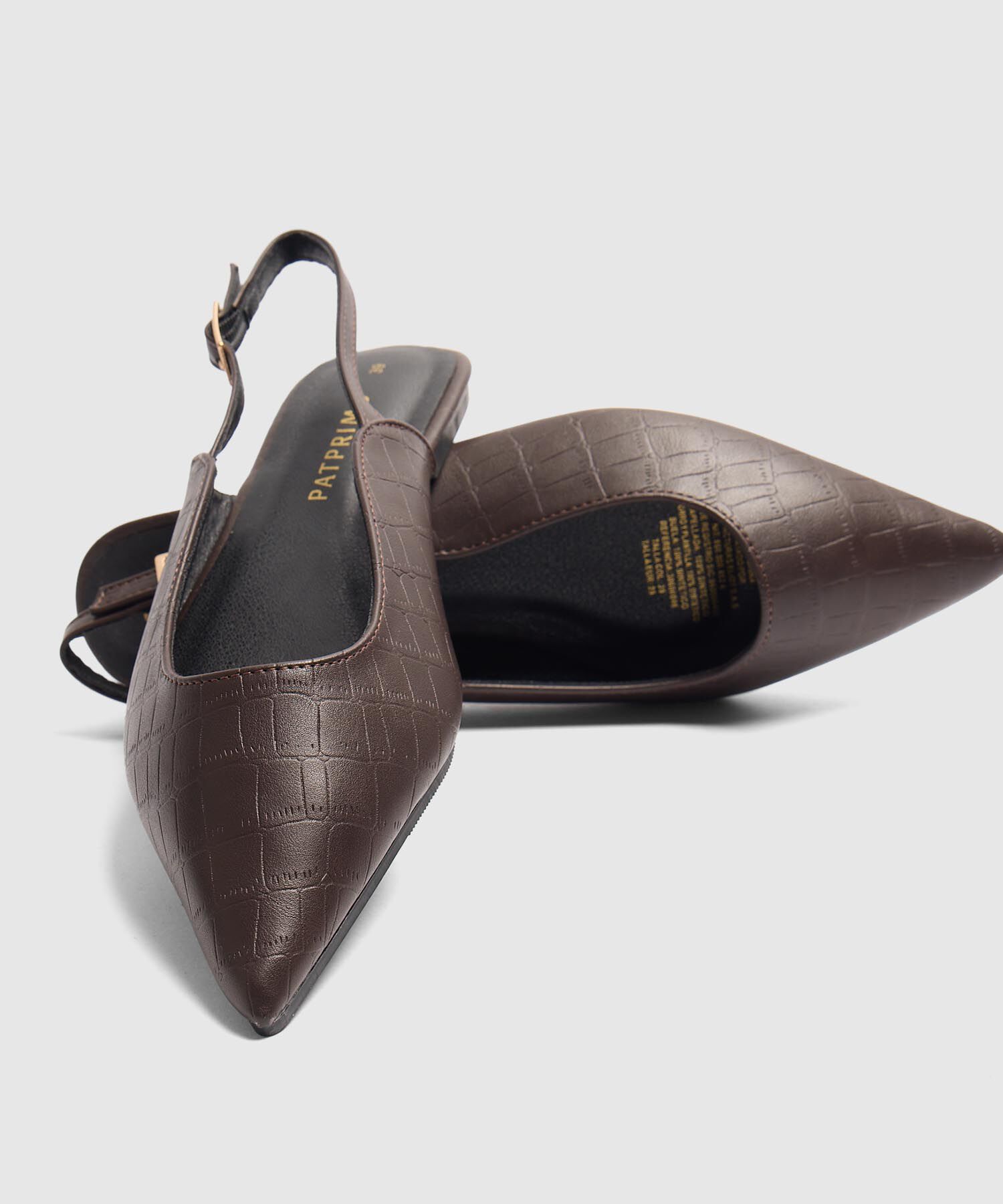 Zapatos Planos Destalonados Con Textura Croco Para Mujer