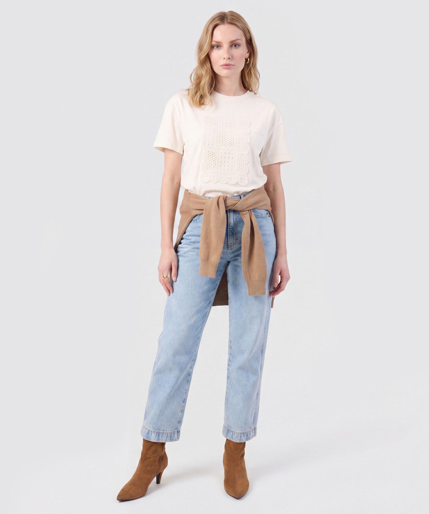 Camiseta Con Aplique Tejido Para Mujer