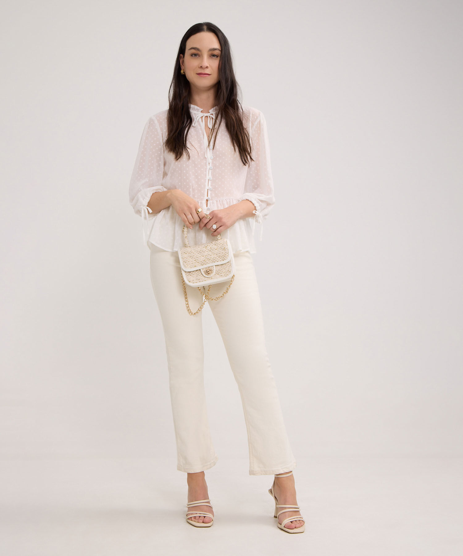 Blusa Unicolor Texturizada Manga 3/4