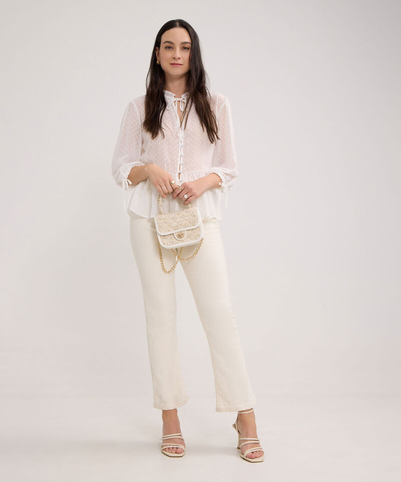 Blusa Unicolor Texturizada Manga 3/4