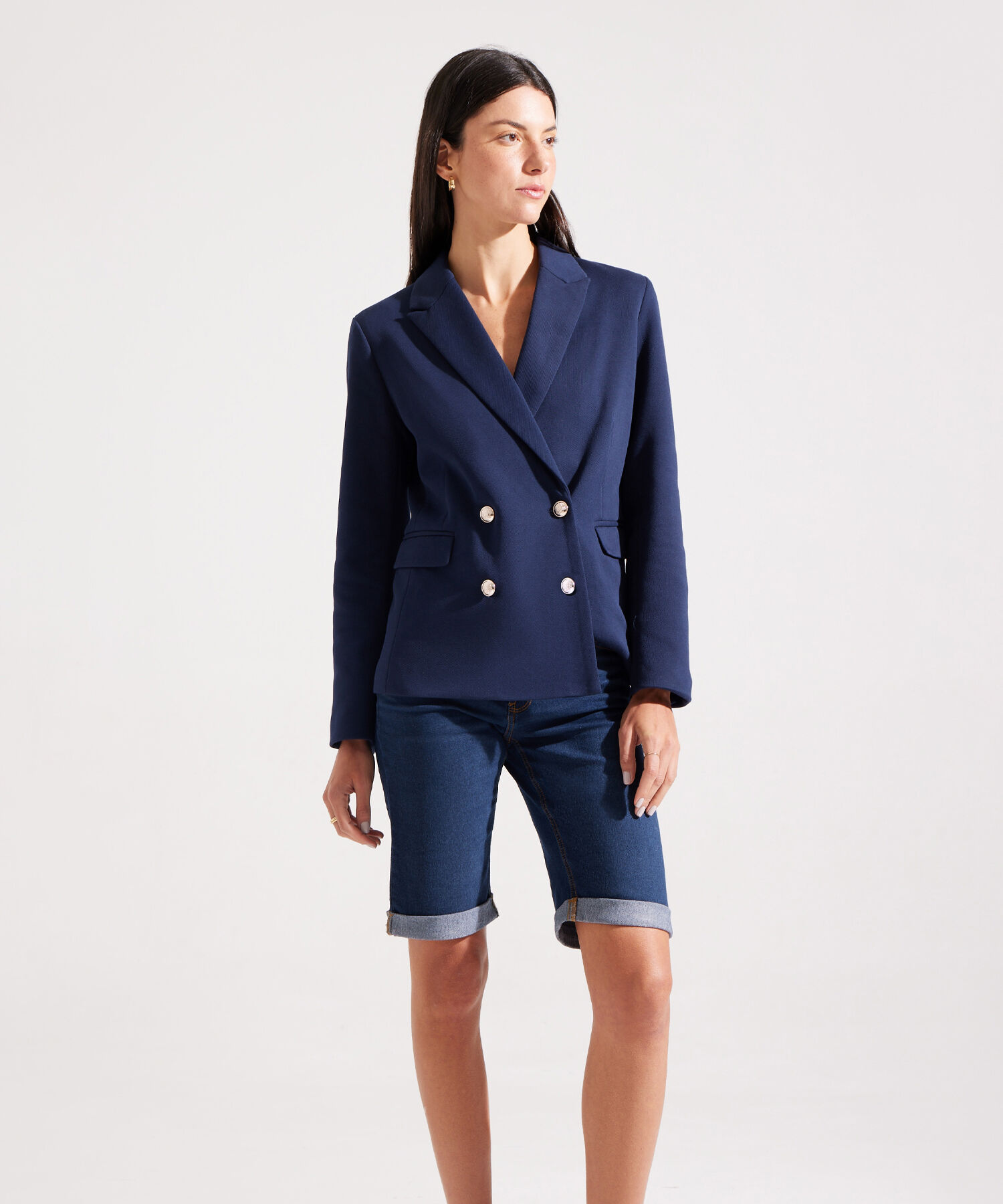 Bermuda en Denim con Guardapolvos