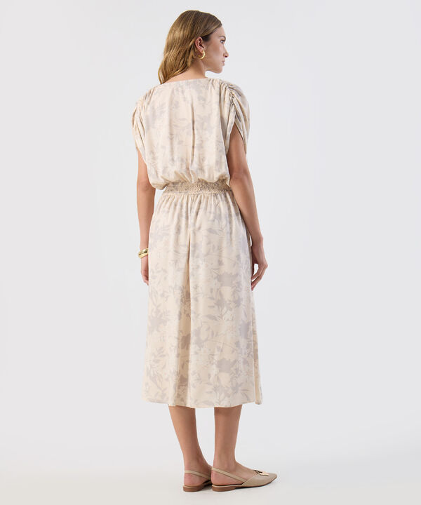 Vestido Mujer Midi Escote V El&aacute;stico En Cintura