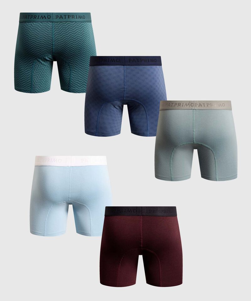 Set x5 B&oacute;xers Largos Ergon&oacute;micos con Detalles para Hombre