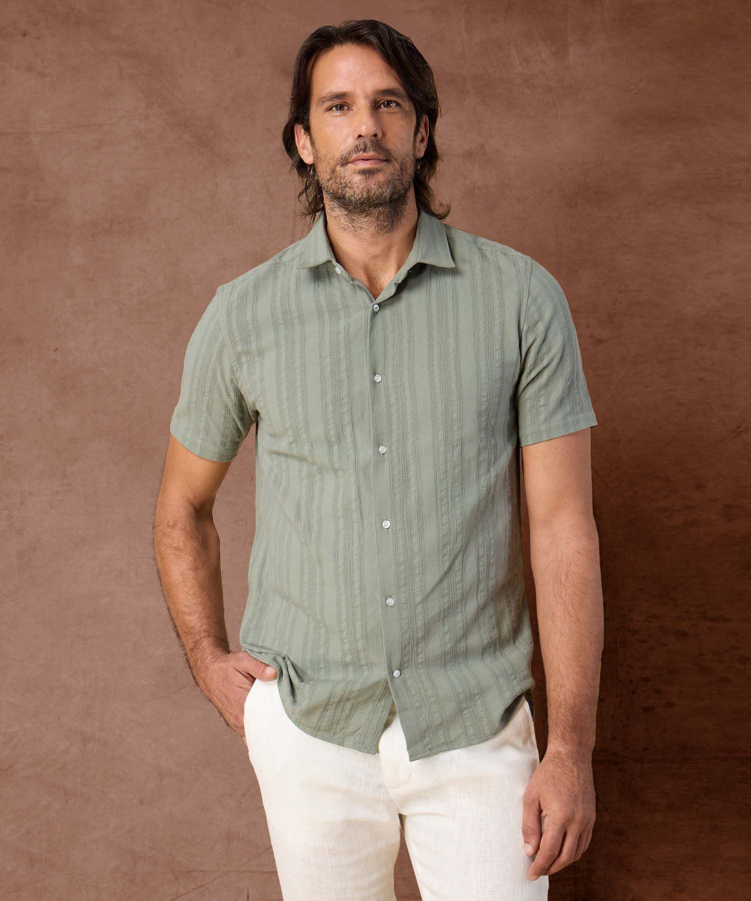 Camisa de Manga Corta Texturizada para Hombre