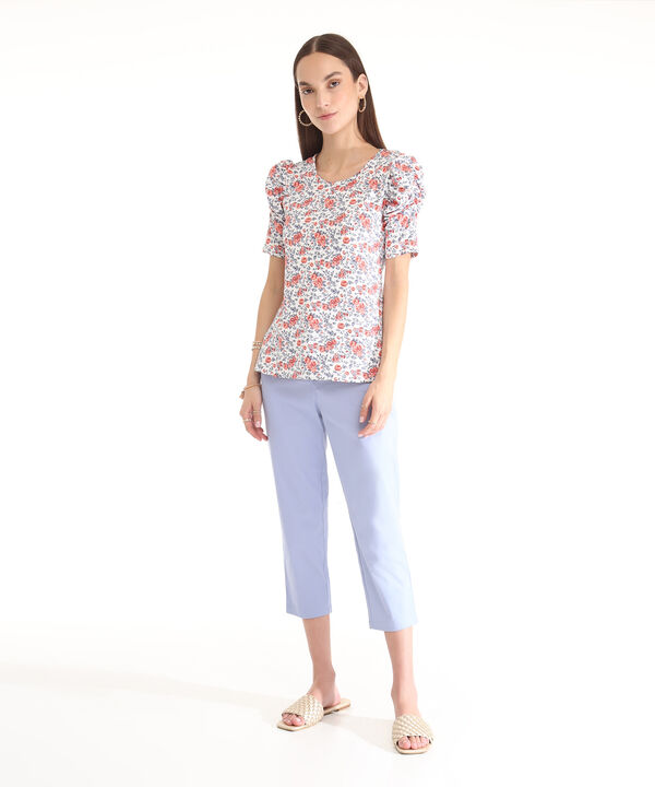 Camiseta Estampada Manga Corta Con Ruche image number null