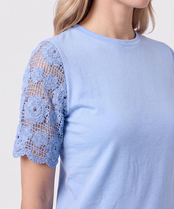 Camiseta Con Mangas De Encaje Para Mujer