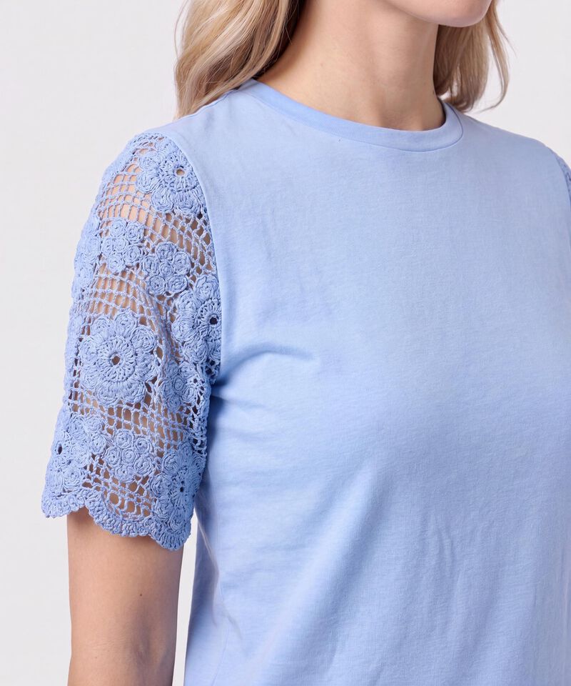 Camiseta Con Mangas De Encaje Para Mujer
