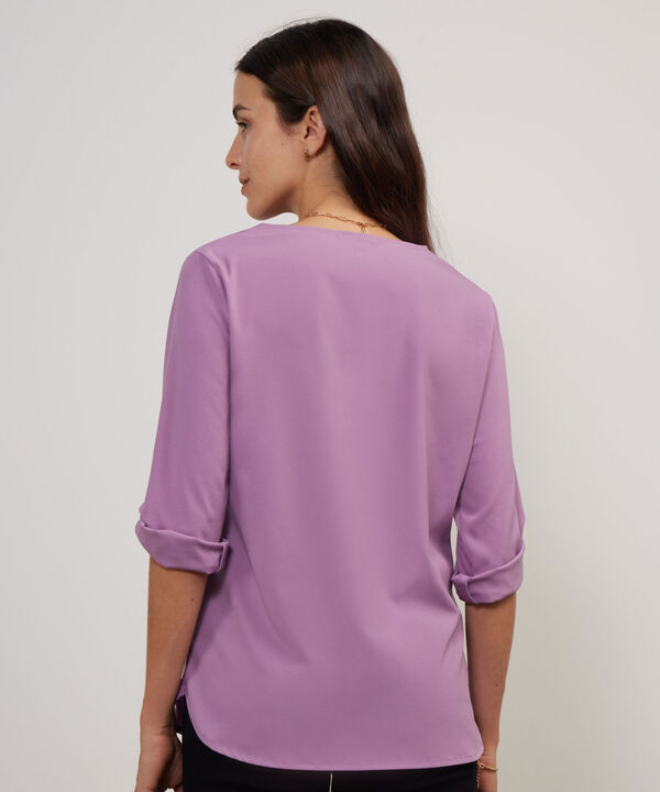 Blusa Manga 3/4 Unicolor Escote En V