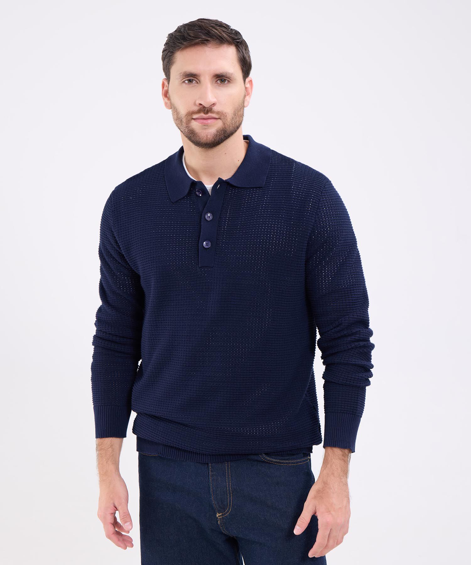 Saco Unicolor Tipo Polo Para Hombre