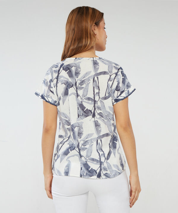 Blusa Manga Corta Corrida Estampada