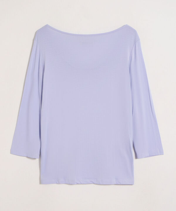 Camiseta Mujer Cuello Drapeado Manga 3/4 Elegante