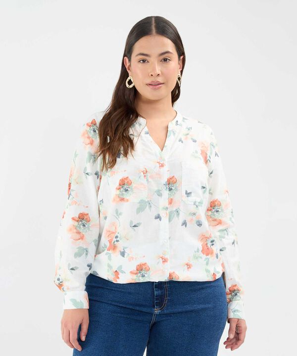Blusa Estampada en Efecto Lino image number null