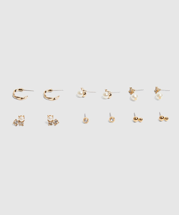Set x 6 Aretes Dorados con perlas image number null