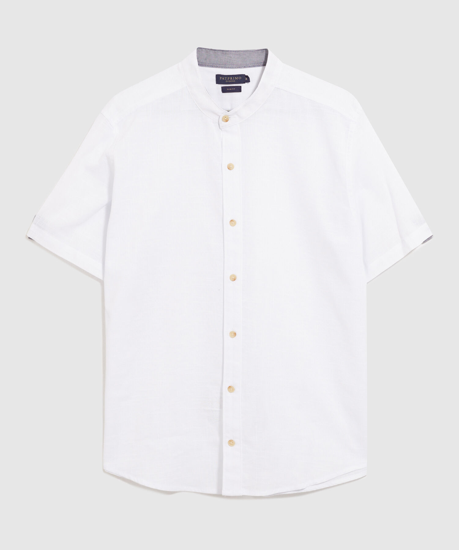 Camisa Cuello Neru Unicolor Manga Corta