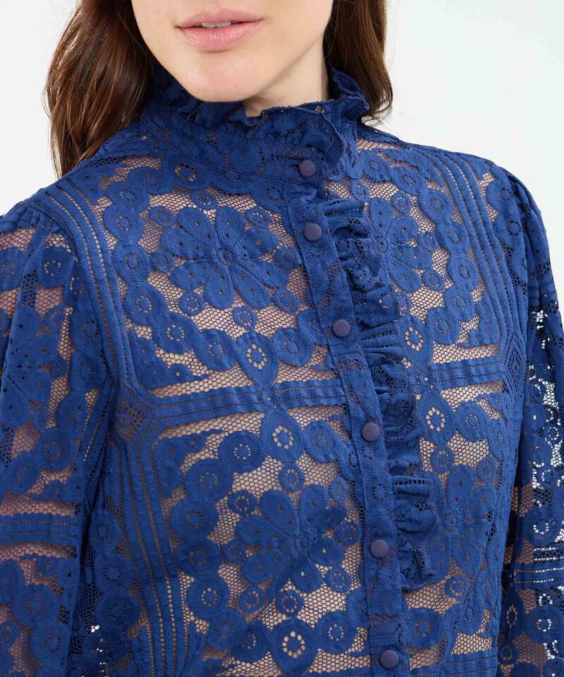Blusa en encaje unicolor con boleros para mujer