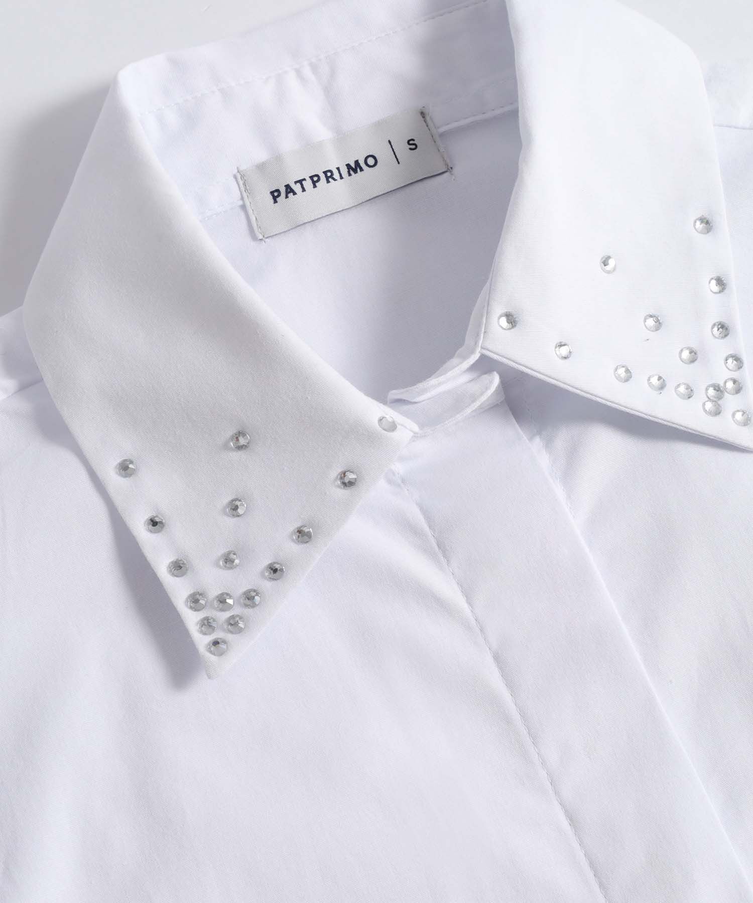 Camisa Mujer Manga Corta Cuello Con Pedrería