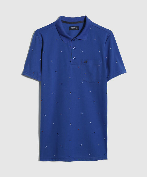 Polo Estampada Cuello Tejido Con Bolsillo