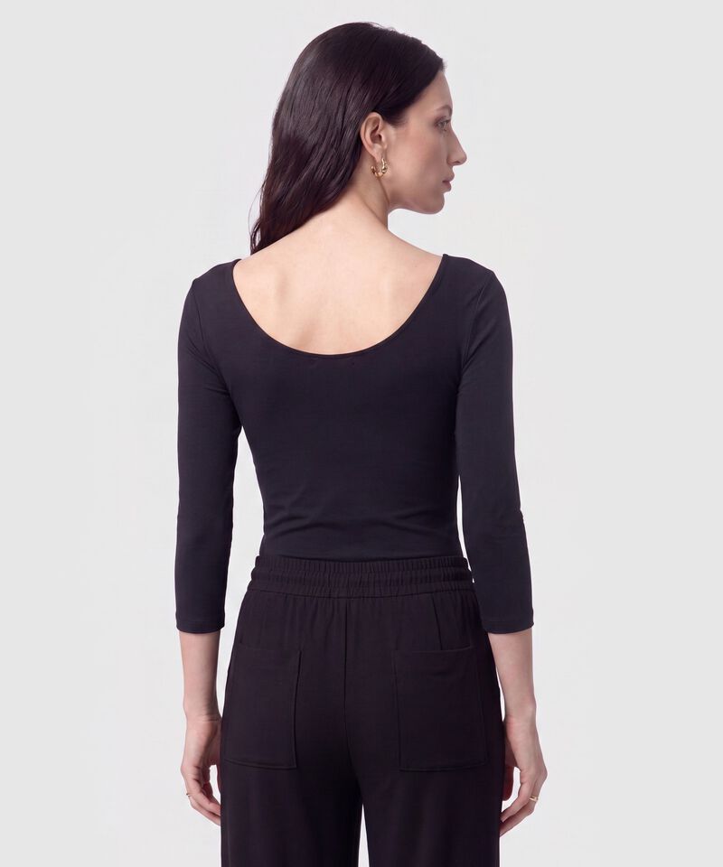 Camiseta Manga Larga Con Cuello Amplio Para Mujer