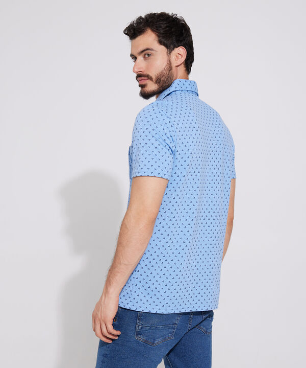 Polo Estampada, Cuello Maquina Duro Con Bolsillo, Silueta Regular Fit Blanco