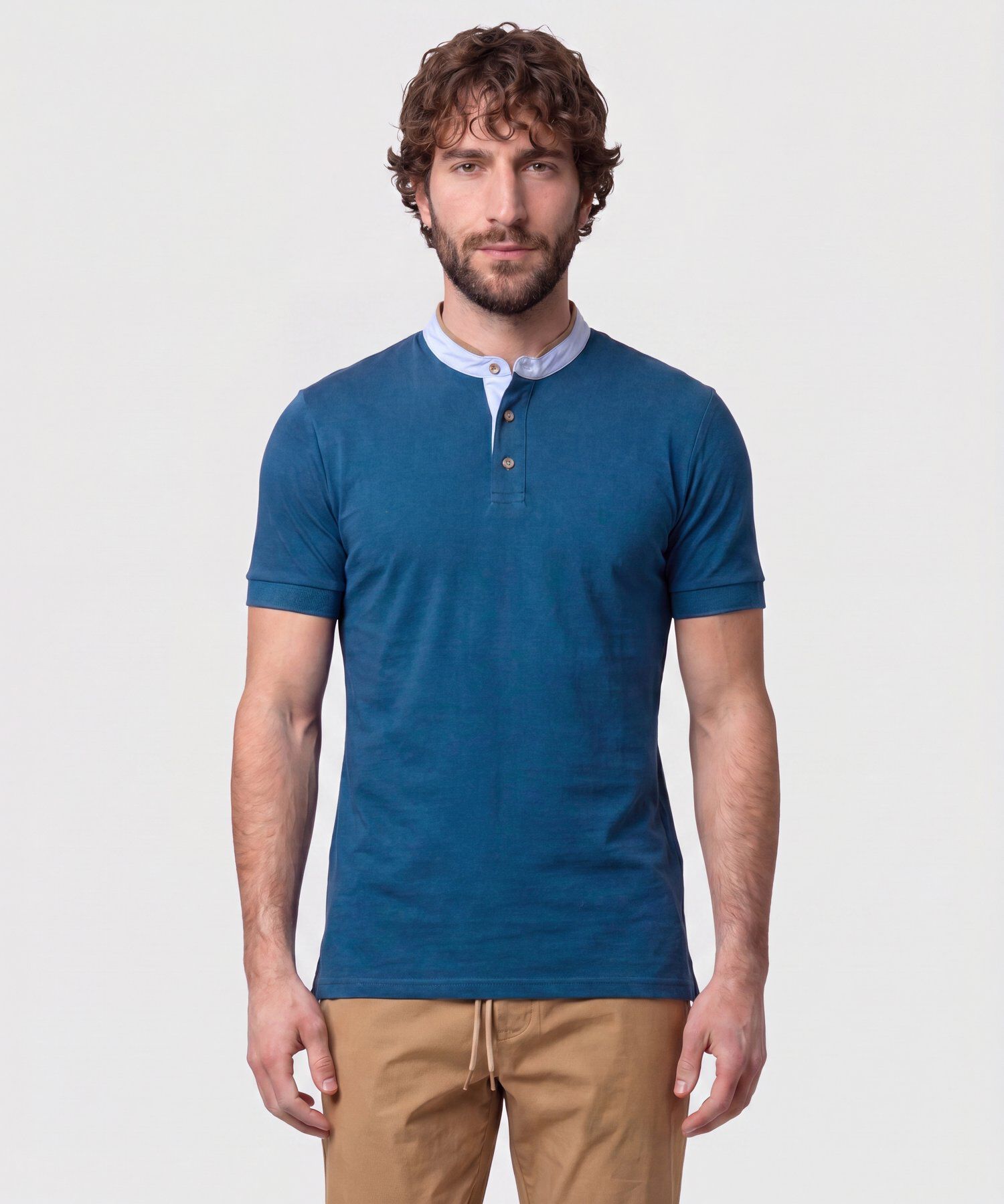 Polo Con Cuello Neru Y Pechera Hombre