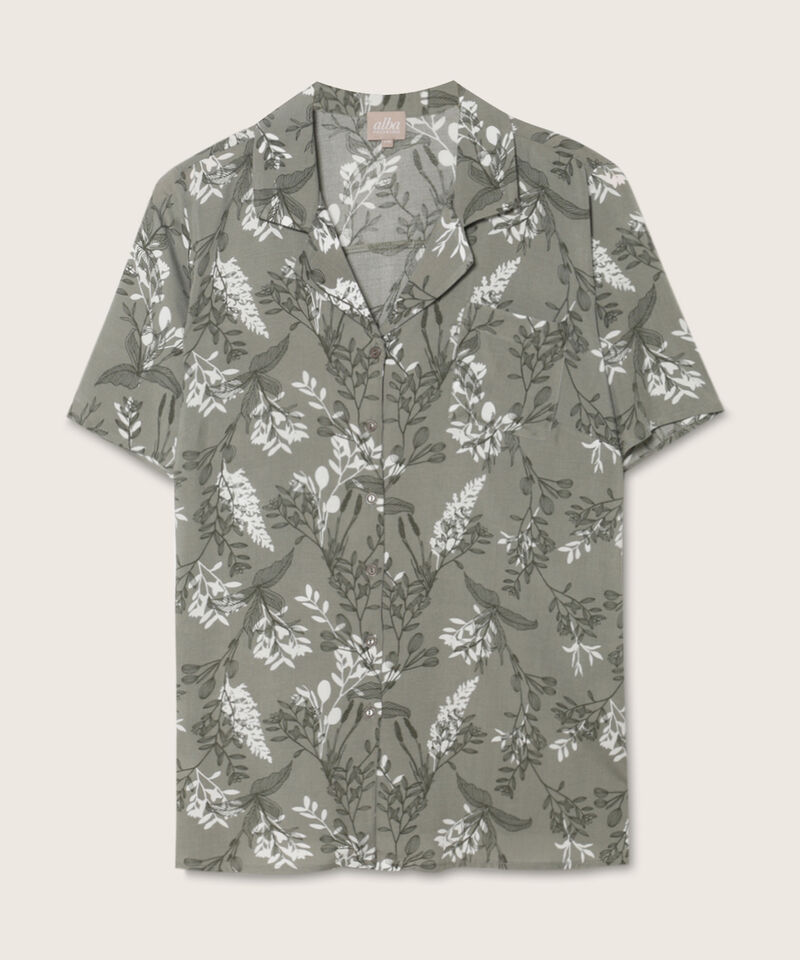Camisa Estampada Manga Corta, Cuello Camisero Con Botonadura En Centro Frente Y Bolsillo