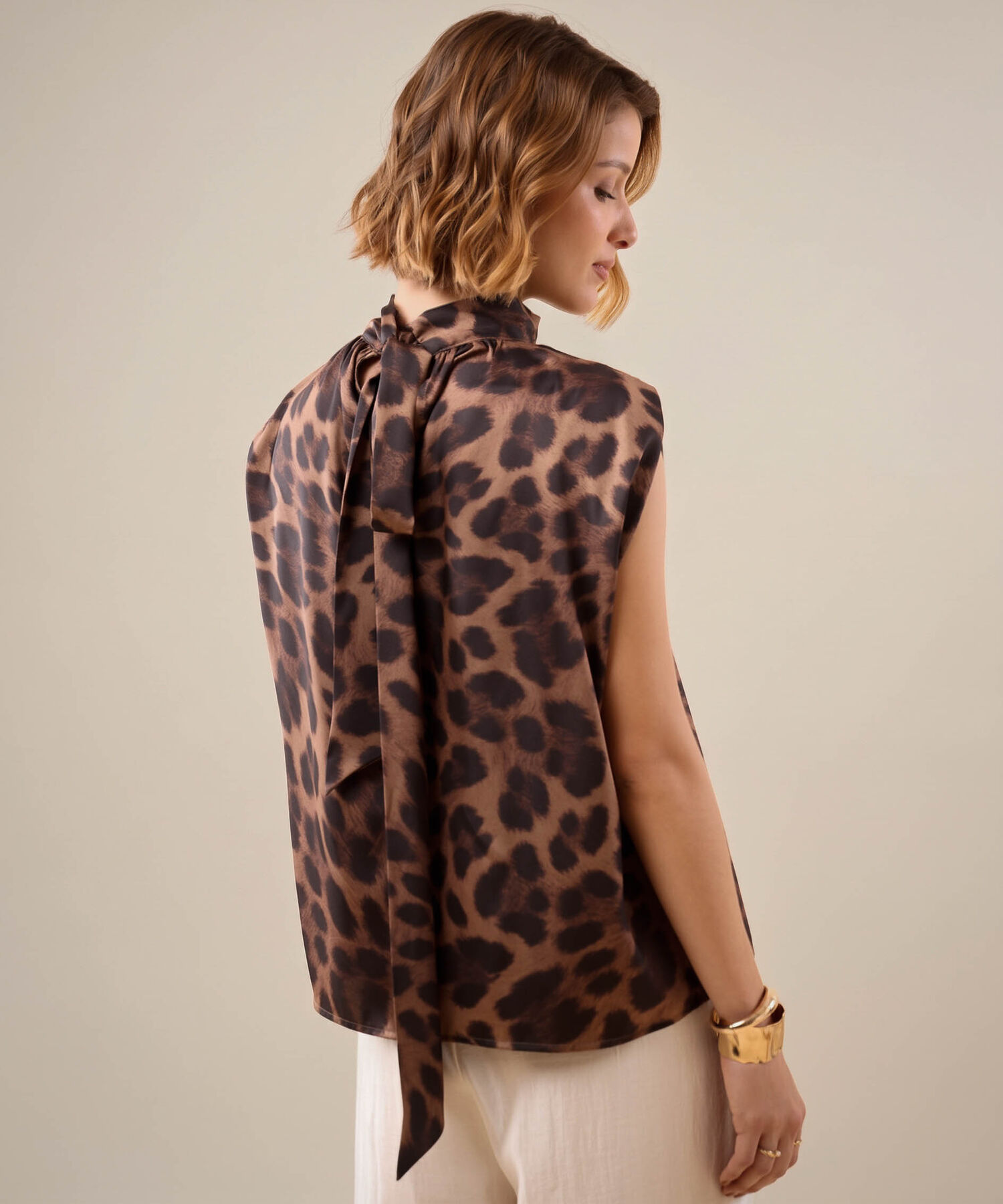 Blusa Sin Mangas Con Lazo Para Mujer