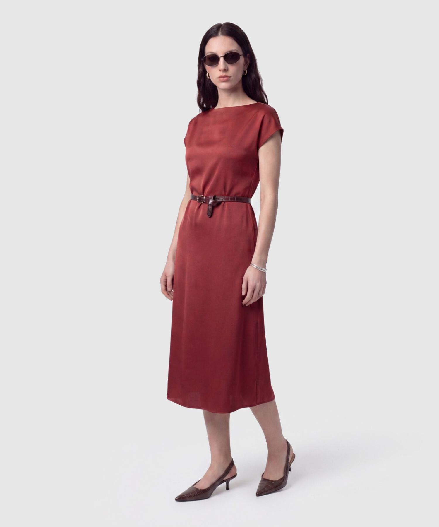 Vestido Unicolor con Cintur&oacute;n para Mujer