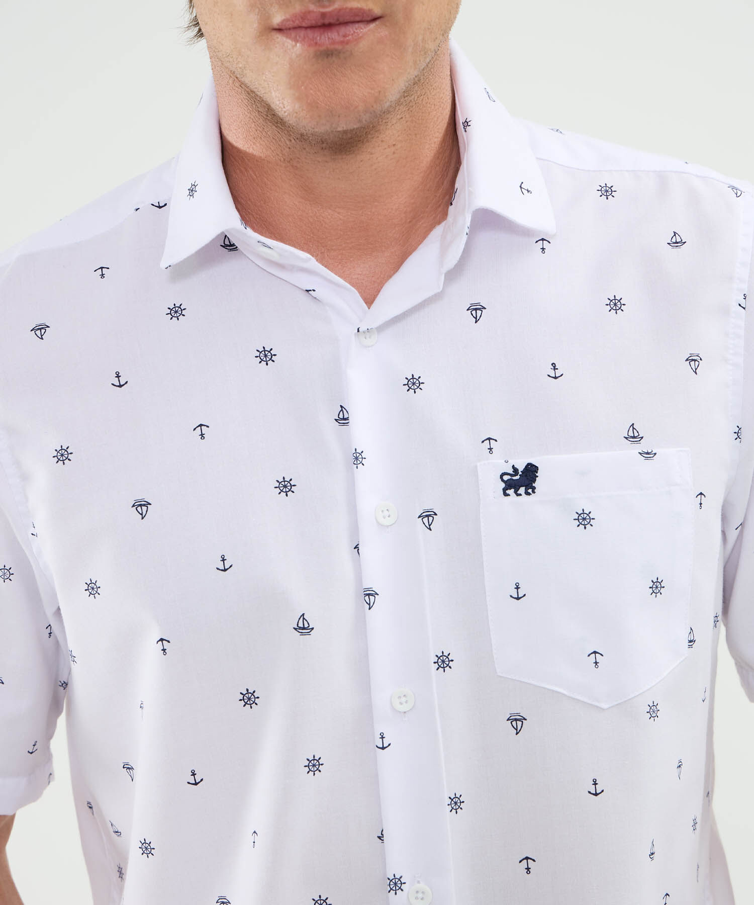 Camisa Manga Corta Estampada Con Bolsillo