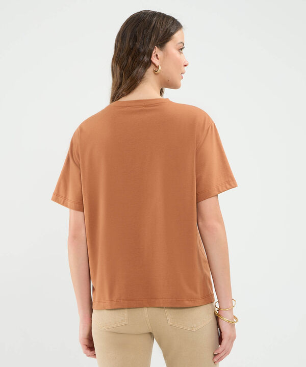 Camiseta Manga Corta Con Bordado Para Mujer