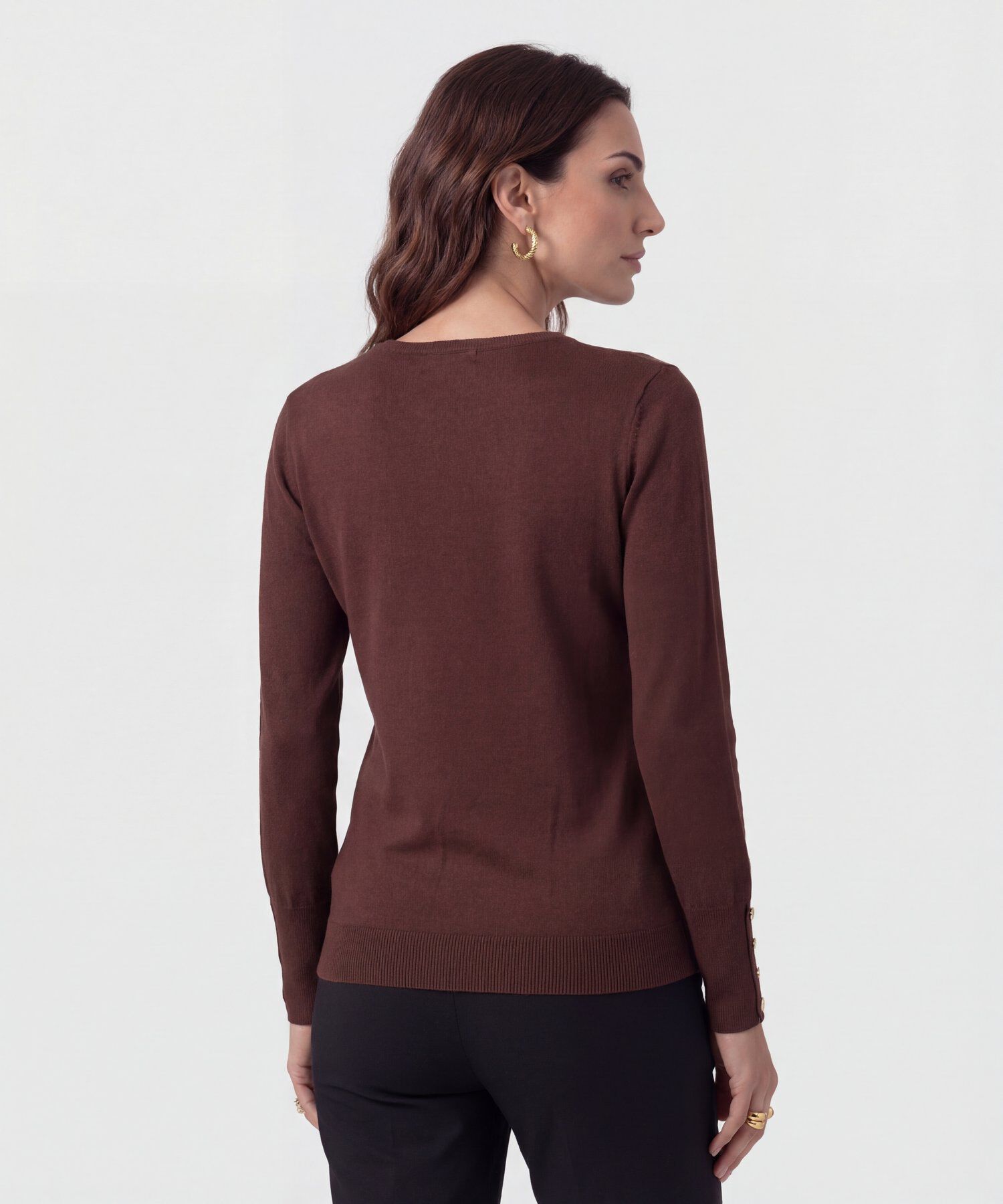 Saco De Punto Con Detalle De Botones En Pu&ntilde;o Mujer