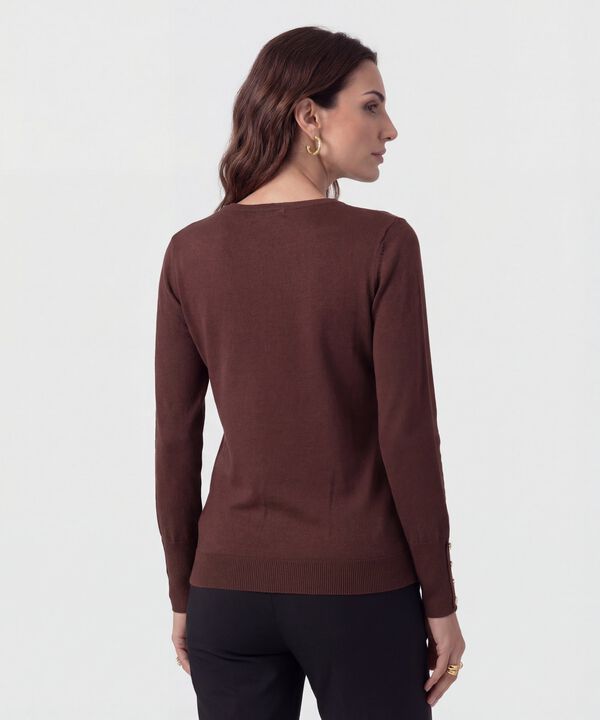 Saco De Punto Con Detalle De Botones En Pu&ntilde;o Mujer