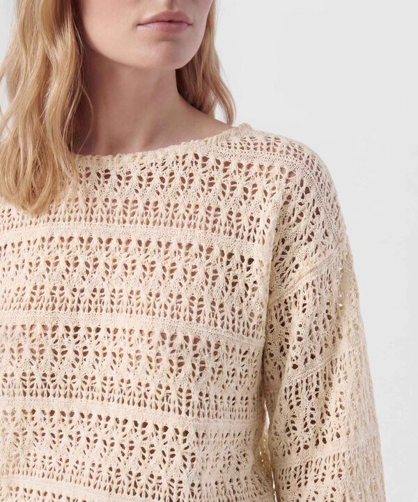 Saco De Punto Calado Con Dise&ntilde;o De Encaje Mujer