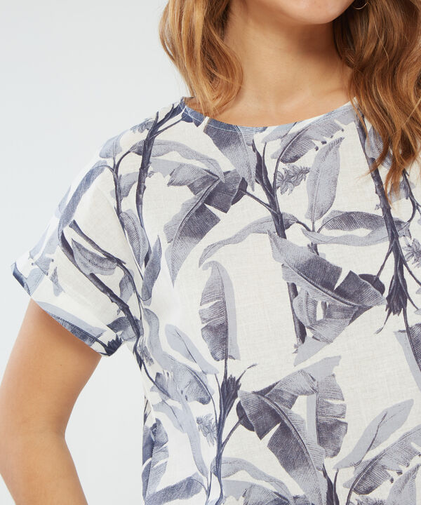 Blusa Manga Corta Corrida Estampada
