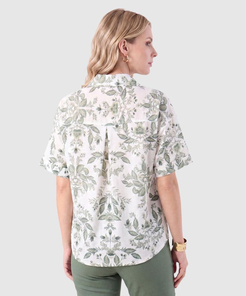 Camisa Manga Corta Con Bolsillos Mujer