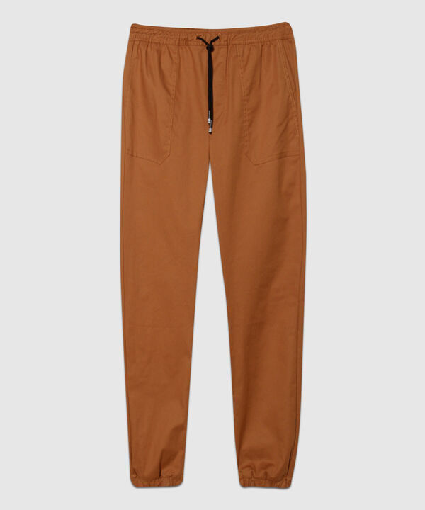 Pantalón Moda Tipo Jogger Unicolor, Cintura Elástica Con Cordón Ajustable Y Bolsillos De Parche, Silueta Regular Fit, Tribal  Tribal