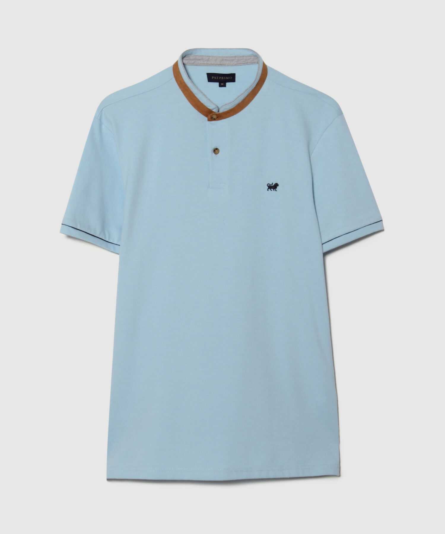 Polo Unicolor Doble Cuello Manga Corta Slim Fit