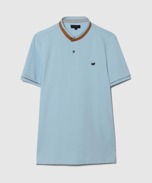 Polo Unicolor Doble Cuello Manga Corta Slim Fit