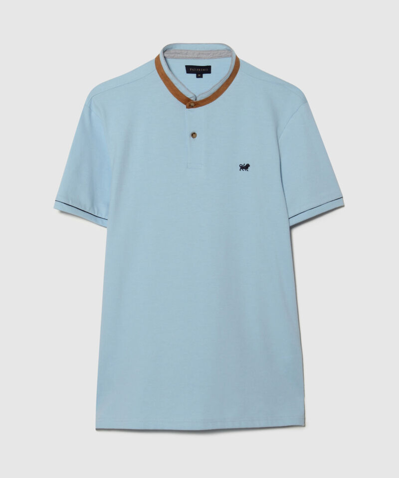 Polo Unicolor Doble Cuello Manga Corta Slim Fit