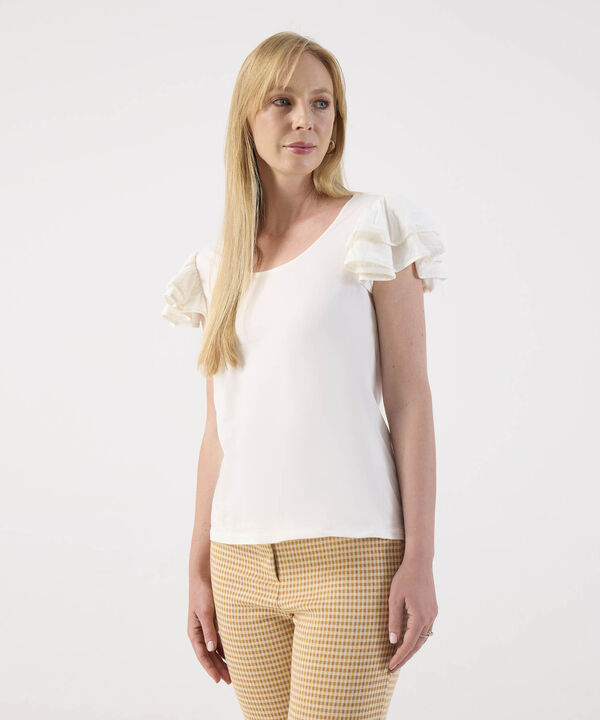 Blusa Para Mujer con Hombros con Volantes image number null