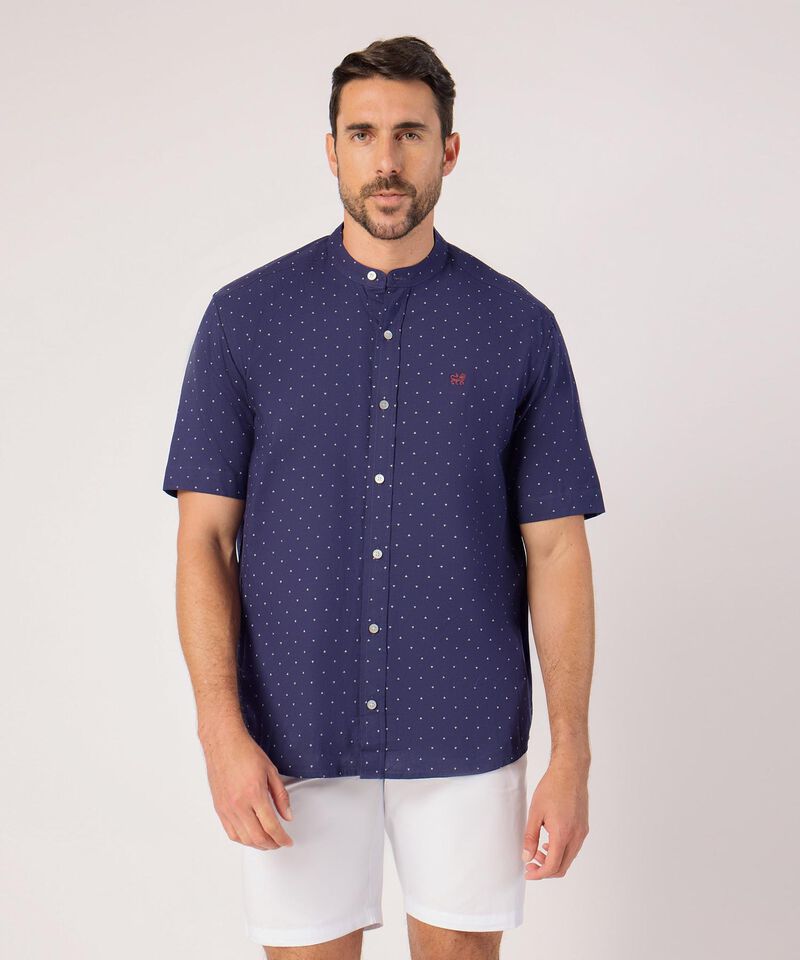 Camisa Cuello Mao Con Microdiseño 