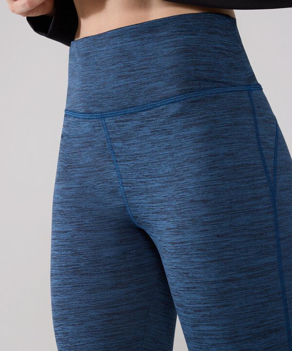 Leggings Jaspe Largo Con Reflectivos Laterales, Cotilla Y Pinzas Posteriores