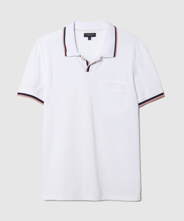 Polo Unicolor Con Pechera Abierta, Cuello, Ribete Y Puños Tejidos. Silueta Slim Fit. Campiello Linea Moda
